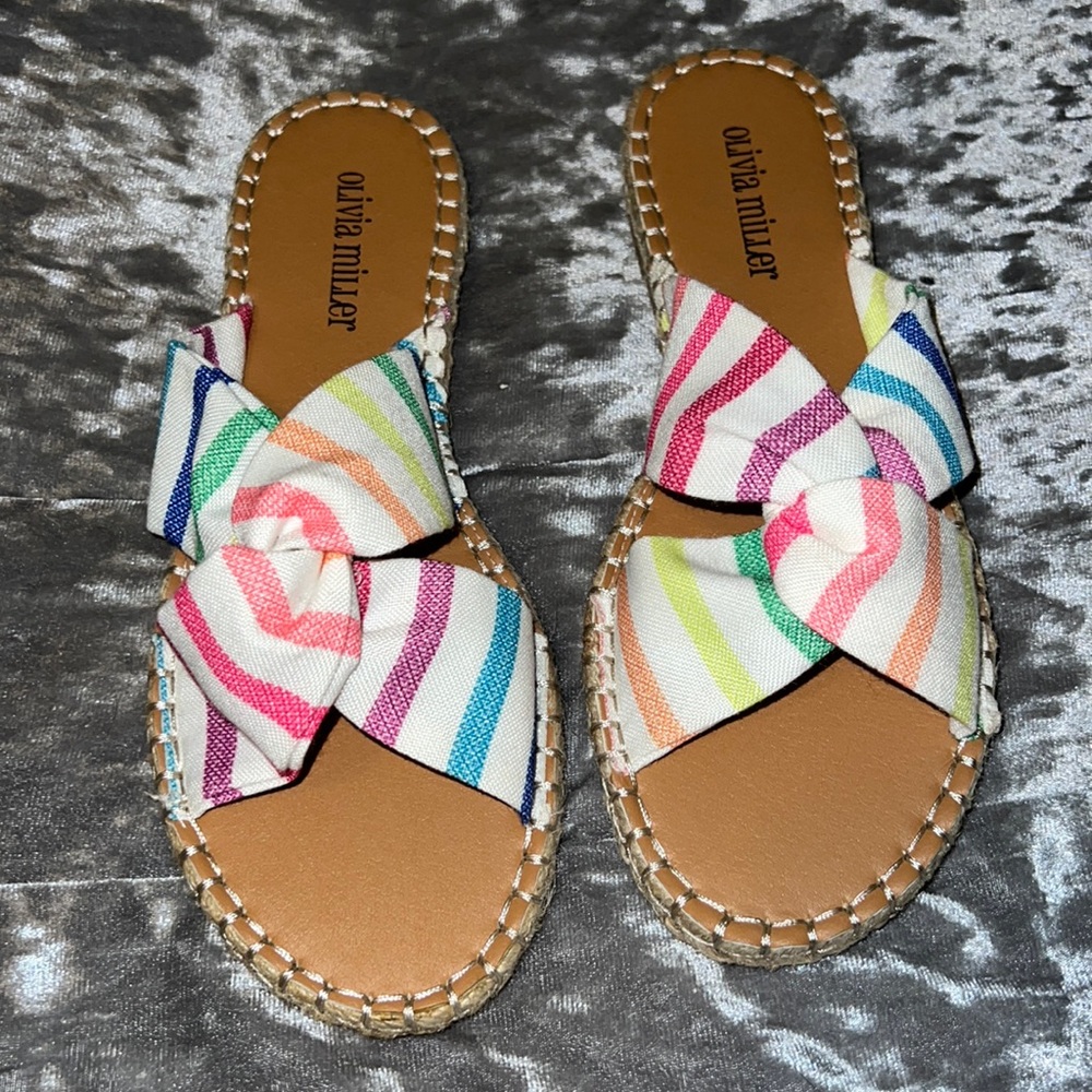 Olivia Miller “La Vida Loca” Multicolor Striped Sandals Size 8